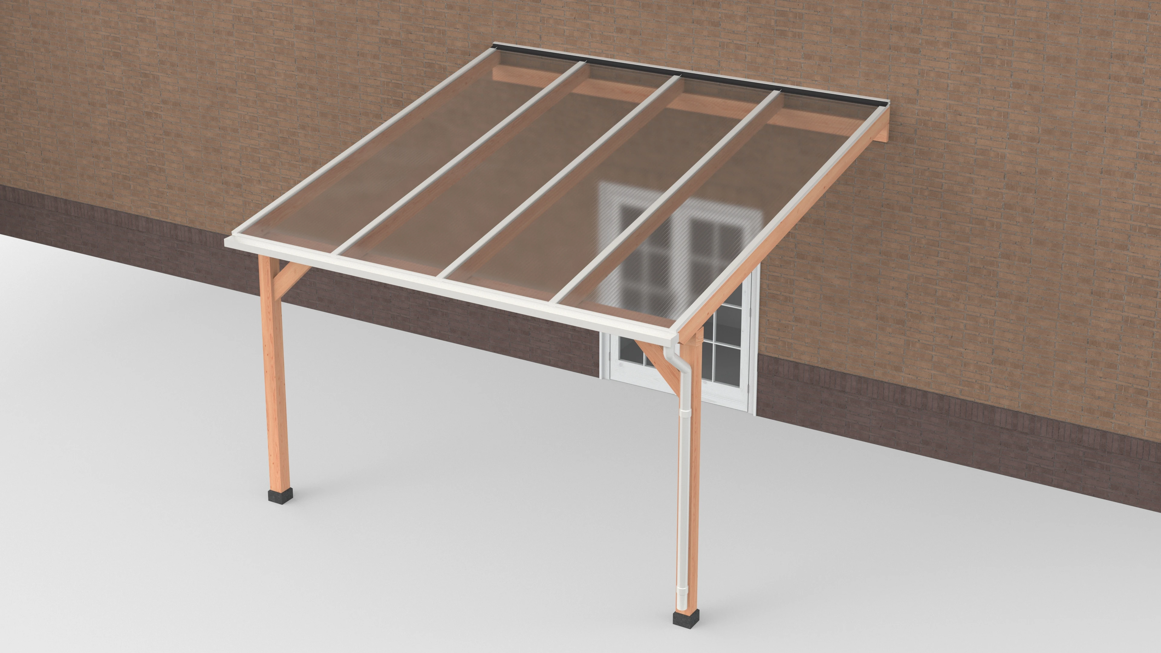Douglas Terrasoverkapping Wit Polycarbonaat Helder Geschaafd 400 x 400 cm - Afbeelding 1